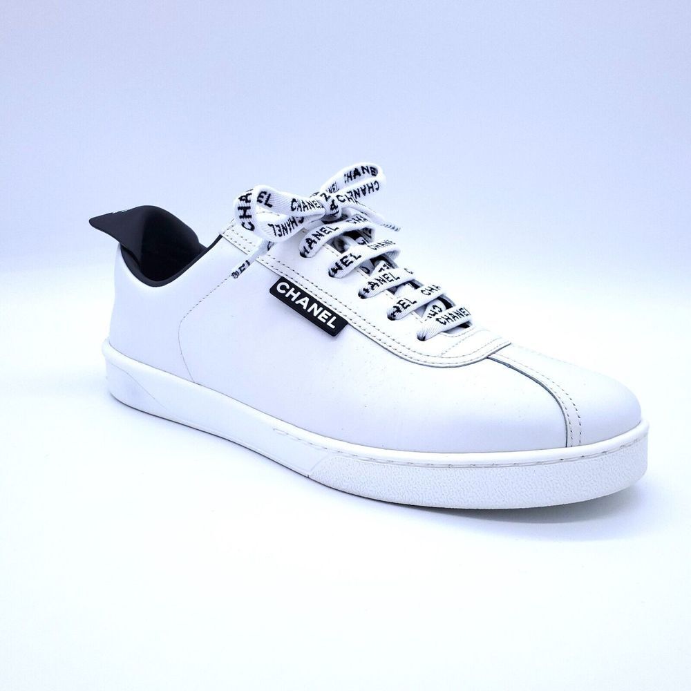 Chanel CC Leather Low Top Logo Sneakers 39 NEW